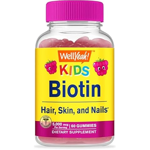 WellYeah Biotin Gummies for Kids 5000 mcg - Supports Hair Growth, Skin Health, and Nails - Natural Sourced Flavors - GMO Free, Gluten Free - Gummy for Boys and Girls - 60 Count Cover