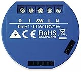  Shelly 1 - Schaltaktor 230V 16A - WLAN Relais für das Smart Home, Alexa & Google Home geeignet, ohne Hub oder mit Cloud von überall schaltbar, MQTT, Openhab, HomeAssist (1)
