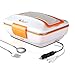 Produktbild VOVOIR Auto Elektrische Heizung Lunchbox Wärmer 12V/220V 2 in 1 Tragbare Elektrische Thermal Lunch Box Heizbehälter 3 Fächer mit Gabel und Löffel für Zuhause Erwachsene & Kinder (Orange)