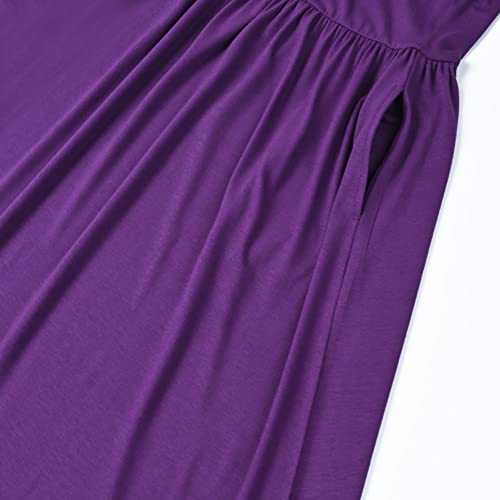 Kids Long Cotton Dresses Girls Maxi Dress Purple Soft Skirts Beach Dresses Size 10 #TOP4