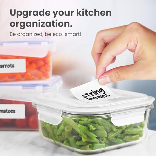 MESS Food Labels for Containers - Removable Labels for Kitchens (96-Pack) Erasable Labels for Organizing - Food Labels for Containers - Freezer and Fridge White Dry Erase Labels - Labels for Jars - Thumbnail 2