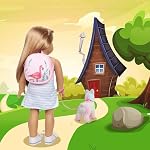 18 Inch Girl Doll Carrier Bag with Doll Clothes and Accessories,Including Dress, White Cloth Doll Shoes ,Doll Backpack, Sunglasses, Toy Lamb