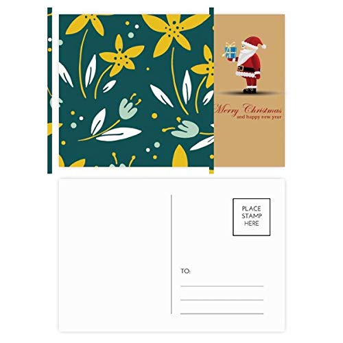 Cartes postales de Père Noël jaune vert blanc lot de 20 papeterie de Noël et vœux d'hiver