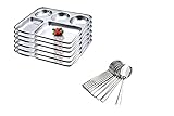 Indian Bhojan Thali / Stainless Steel Dinner Plate with 5 Compartments for Hostel, Hotel, Gurudwara,