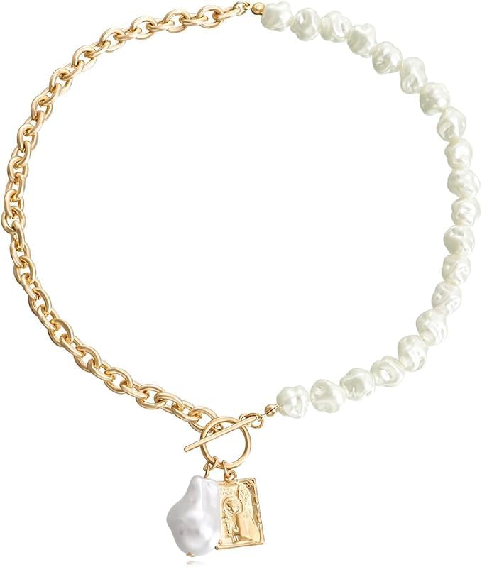 chain pearl necklace Pearl pendant necklace Women’s fashion clothing accessories