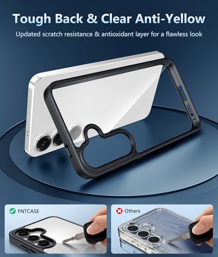 Image of FNTCASE for Samsung Galaxy S25 Case: for Galaxy S24 Case Military Grade Drop Protection Anti Yellowing Cell Phone Cover - Rugged Shockproof Protective Bumper Transparent Cases(Black)