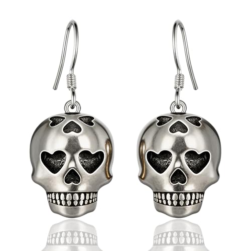 Image of Sugar Skull Earrings 925 Sterling Silver HalloweenSugar Skull Dangle Earrings Halloween Jewelry Sugar Skull Gifts for Women