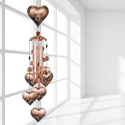 YMXBL Heart Wind Chimes Outdoor Decoration, Portable Heart Wind Bell, Hearts Windchimes With 4 Tubes & 6 Bells, Heart Wind Catcher, Aluminum Heart Chime, Home Decor Mobile Wind Chime, Garden Windchime