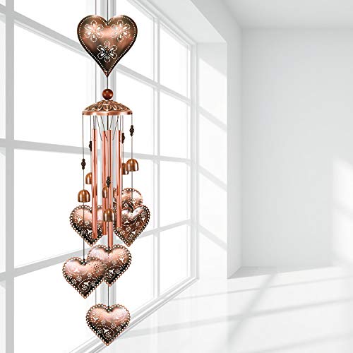 Ymxbl Heart Wind Chimes Outdoor Decoration, Portable Heart Wind Bell, Hearts Windchimes With 4 Tubes & 6 Bells, Heart Wind Catcher, Aluminum Heart Chime, Home Decor Mobile Wind Chime, Garden Windchime #TOP1