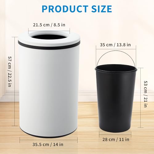 Caneca de basura acero inoxidable 40L abierta blanca miniatura 2