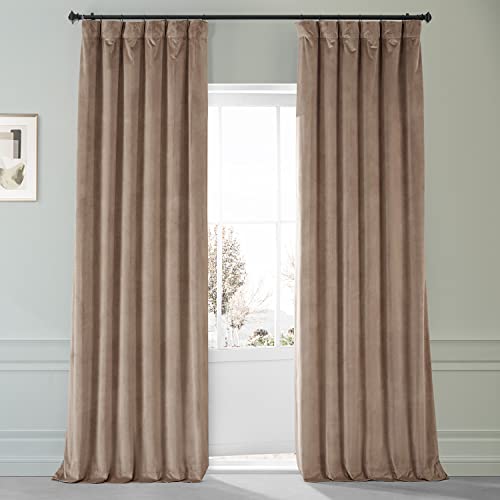 Image of HPD Half Price Drapes Signature Plush Velvet Blackout Curtains for Bedroom (1 Panel), 50W X 84L Hotel Black Out Curtains for Living Room, Thermal Insulated Blackout Curtains, Pashmina Taupe