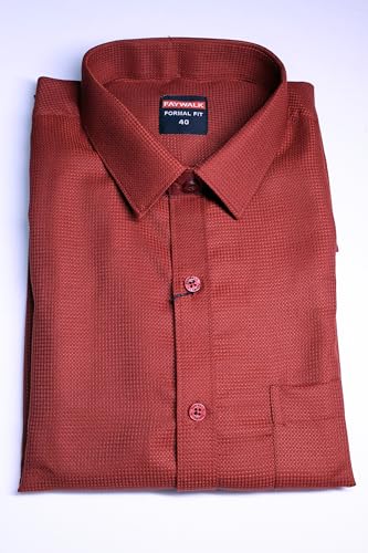 Image of Cotton Blend Formal Shirt for Men | Full Sleeve, Regular Fit, Button Down, Palin & Stylish Collared Neck | Breathable Lightweight Fabric for Office, College Meetings & Gathering