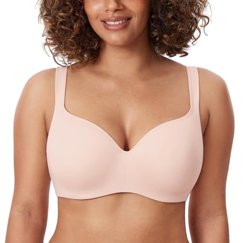Image of DELIMIRA Women's Balconette Full Coverage Bras | Lightly Padded, Plus Size, Tshirt Bra, Underwire, Back Smoothing, Seamless