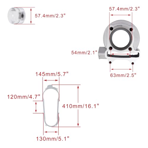 WOOSTAR 57.4mm Big Bore Complete Cylinder and Cylinder Head Rebuild Kit Replacement for 4 Stroke GY6 150cc 157QMJ 152QMI Engine Chinese ATV Quad Scooter Go Kart by WOOSTAR - Image 2