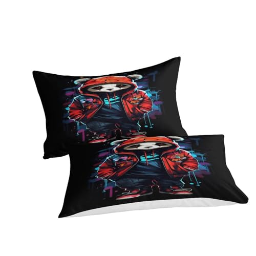 Housse de couette panda 3D hypoallergénique avec fermeture éclair