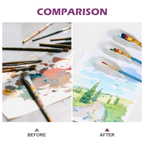 Image of Magicfour Silicone Paint Brush Rest Holder for Watercolor Oil Acrylic Painting Brush, 3 Pcs Artist Brush Holder Caddy Organizer Solution for Painting Accessories- Space Saving Design