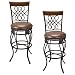 Kira Home Monarch I 30" Swivel Bar Stool, Brown Leatherette Seat Cushion, Scroll Backrest with Real Wood Accent, Old Steel Finish, Set of 2