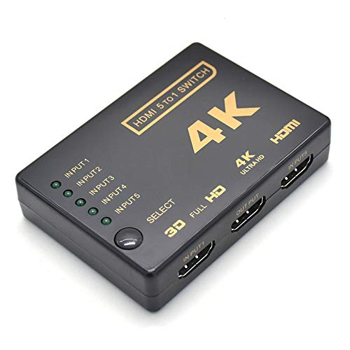 HD 4K HDMI-Compatible 5x1 Mini Switch Selector, 5 Input 1 Output With IR Remote Control