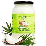 CiboCrudo Olio di Cocco Biologico, Vergine –1000ml–Coconut Oil, Olio di Cocco Alimentare Puro, Olio di Cocco per Capelli e Corpo, Olio Cocco Naturale Bio Confezionato in Vetro, Etichette in Italiano