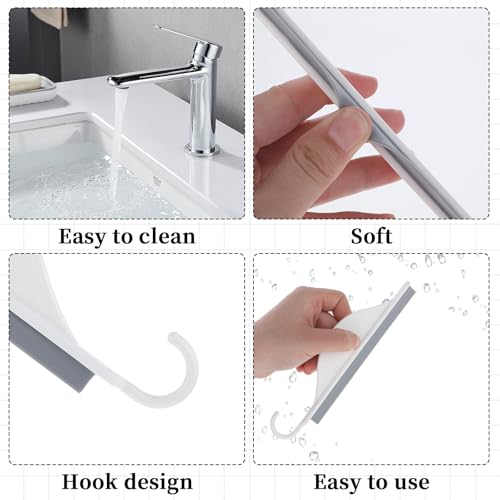 Image of Sink Squeegee, Mini Squeegee with Hanging Hook, Silicone Mirror Squeegees, Bathroom Squeegees for Shower Cleaning Sink, Bathroom, Glass, Car Windows Wiper Scraper