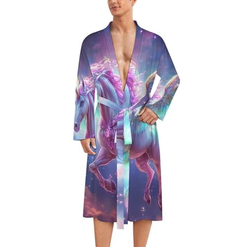 Albornoz de alas coloridas para hombre camisón de manga larga Beautiful Unicorns suave