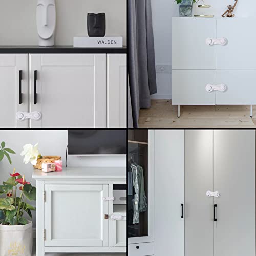 6 PCS Plastic Cupboard Locks for Children Baby Safety Locks, Child Wardrobe Locks for Cabinets Drawers Fridge Door Adhesive Locks for Kids Kitchen Furniture