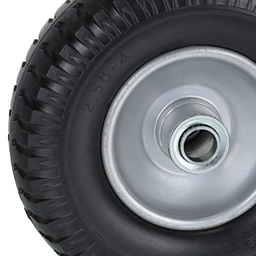 Relaxdays Schubkarrenrad 2.50-4, 2er Set, Vollgummi, Stahlfelge, Ersatzrad Schubkarre, pannensicher, 80 kg, schwarz/grau