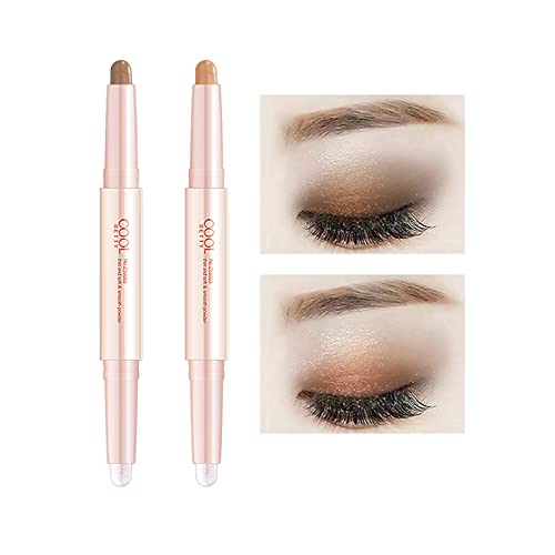 Ice Love Eyeshadow Stick, 2 Shades Glitter Gradient Duo Eyeshadow Stick Pencil Wax,Long Wear Waterproof Creamy Eyeshadow Stick,For Woman Eye Makeup. (12+13) #TOP2