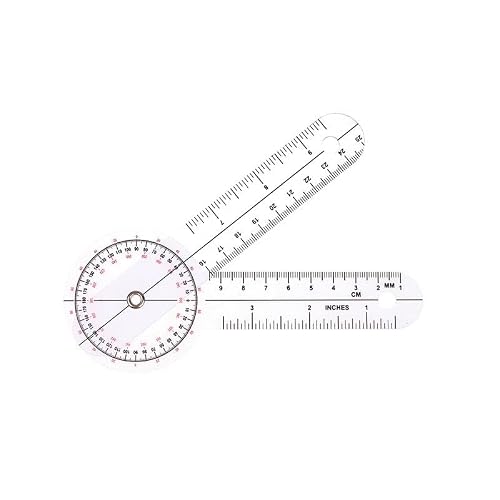 QWYEIQ Protractor Transparent Orthopedic Angle Ruler Plastic Goniometer Professional Orthopedic Protractor Ruler for Physical Therapy, Occupational Therapy, Fitness, Medical Protractor Angle Ruler