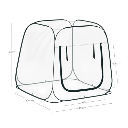 WOLTU Pop-up Mini-Gewächshaus, aus wasserdichtem PVC-Material, Feuchtigkeit im Sommer und Wärme im Winter aufrechterhalten, innen und außen verwendbar, 100 x 100 x 97 cm, transparent