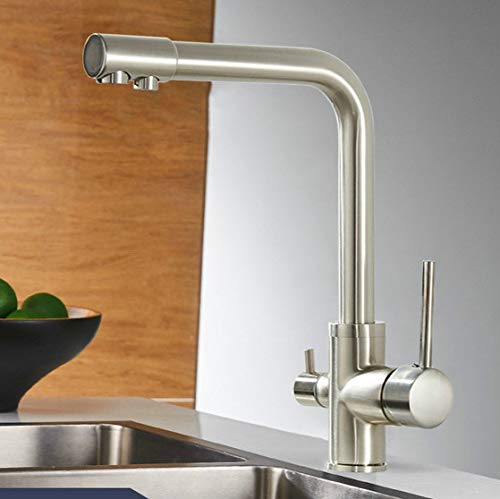 ZYCHSJXA Filter Kitchen Faucets Deck Mounted Mixer Tap 360 Rotation with Water Purification Features Crane for Nickle Brushed