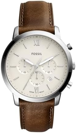 Fossil Mens Quartz Watch, Analog Display and Leather Strap