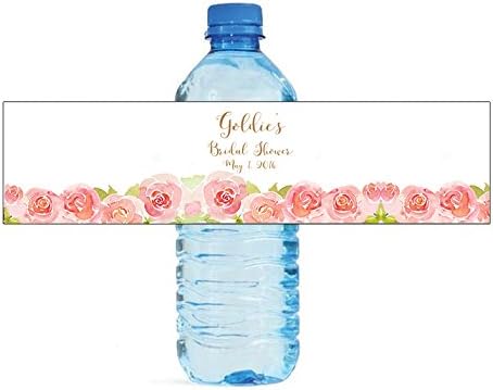 DesignThatSign 100 Red and Pink Roses Bridal Shower Wedding Anniversary Water Bottle Labels Engagement Party Birthday