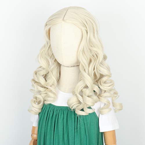 Cosela Princess Blonde Kids Wig White Queen Hair Platinum Curly Halloween Costume Wig #TOP1