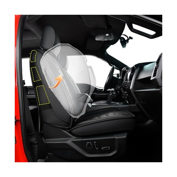 RISINGSTAR Silverado Sierra Faux Leather Seat Covers, Fit for 2019-2025 Chevy Silverado GMC Sierra 1500 and 2020-2025 2500HD 3500HD Crew Cab(Full Set, Black) - Image 3