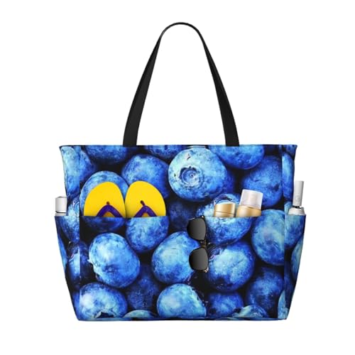 Grand sac de plage Myrtille avec poignées solides et grand compartiment fourre-tout