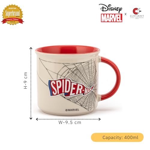 Image of Clay Craft - Official Compatible with Marvel Spider-Man Printed Mug | Fine Ceramic Coffee /Milk Mug, 400 ml | Cartoon Superhero Gift for Kids & Adults | Microwave & Dishwasher Safe