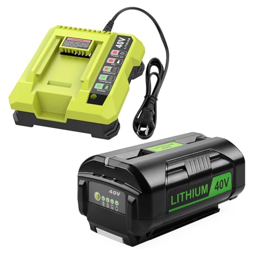 Bakipante 40V 6.5Ah Battery and Charger Kit Compatible with Ryobi Battery 40 Volt OP4026 OP40601 OP4050A OP4040 OP4030 OP4050 with OP401 40 Volt Charger