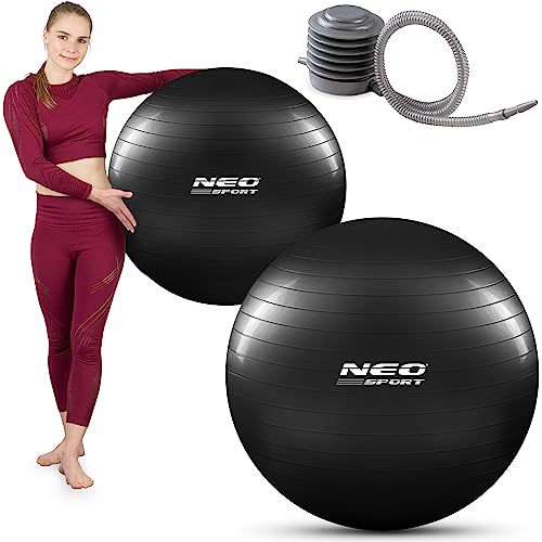 Neosport - Balón de gimnasia ergonómico - Balón de ejercicio antideslizante - Sistema antiestallidos - Pelota de fitness - Para ejercicios de rehabilitación, para mujeres embarazadas, como repuesto de