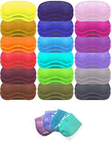 Eye Mask Sleep Masks Pack of 36 PorsMing Sleeping Mask Blindfold Eye Cover Team Building Games Party with Nose Pad and Adjustable Strap for Women Men Kids 4 Layers Colors (18 Color 36 Pieces)