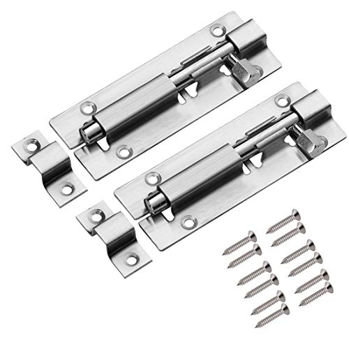 Packung-mit-2 6" Türriegel Rostfreie, verdickte Schiebeverschlüsse für Holztüren im Toilettentürfach, links und rechts montiert, inklusive Schrauben Cover