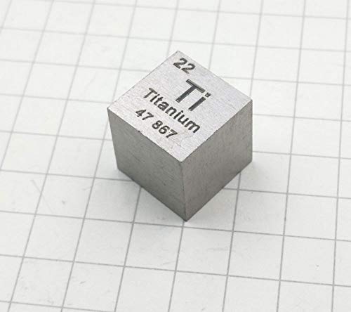 Metal Cubes,10mm Metal Density Cube More Than 99% Purity, Periodic Table Metallic Element Cube 10mm Each Side, Sample Gift (Ti(Titanium))