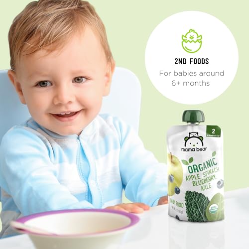 Amazon Brand - Mama Bear Organic Baby Food, Stage 2, Apple, Spinach, Blueberry, Kale, 4 ounce (Pack of 12) - Image 6