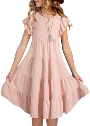 blibean Girls Summer Boho Sun Dress Tween Ruffles Tiered Dresses ...