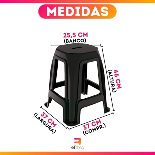 Banqueta Banquinho de Plástico Adulto Resistente Plástica Reforçada Até 100kg (Unidade)