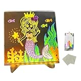 Hipzeepo Tablero Acrílico DIY con LED para Notas, 7 Colores, Bolígrafos Pequeños, 15 X 15 Cm