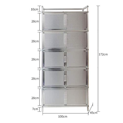 HXA Kitchen storage cabinet,Aluminum alloy Microwave Oven Stand with Storage with Cabinet and 3-Tier Shelves,5thfloor