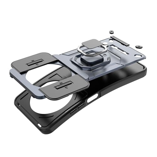 Image of Thermoplastic Polyurethane Camshield Pro Case With Slide Camera Protection And Ring Stand Bumper Back Case Cover For Redmi 14C / Redmi A4 / Poco C75 (Blue)