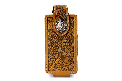West Star Leather Phone Holster Universal Cellphone Holder Pouch with Belt Loop Magnetic Closure 6''x3'' 342E Rooster BR