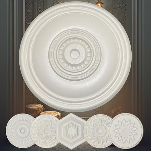 FAST DECOR Elegant Polystyrene Ceiling Rose Lightweight Coving for Ceilings Decorative Ceiling Medallion Moulding Easy to Install Ceiling Decoration for Home & Living Room (Dotted 39.7 cm)